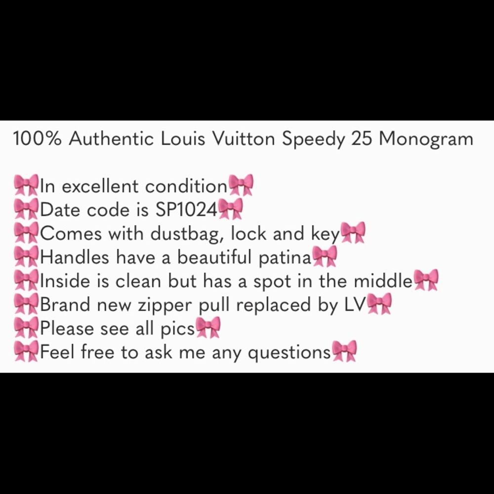 100% Authentic Louis Vuitton Speedy 25 Monogram - Picture 7 of 13